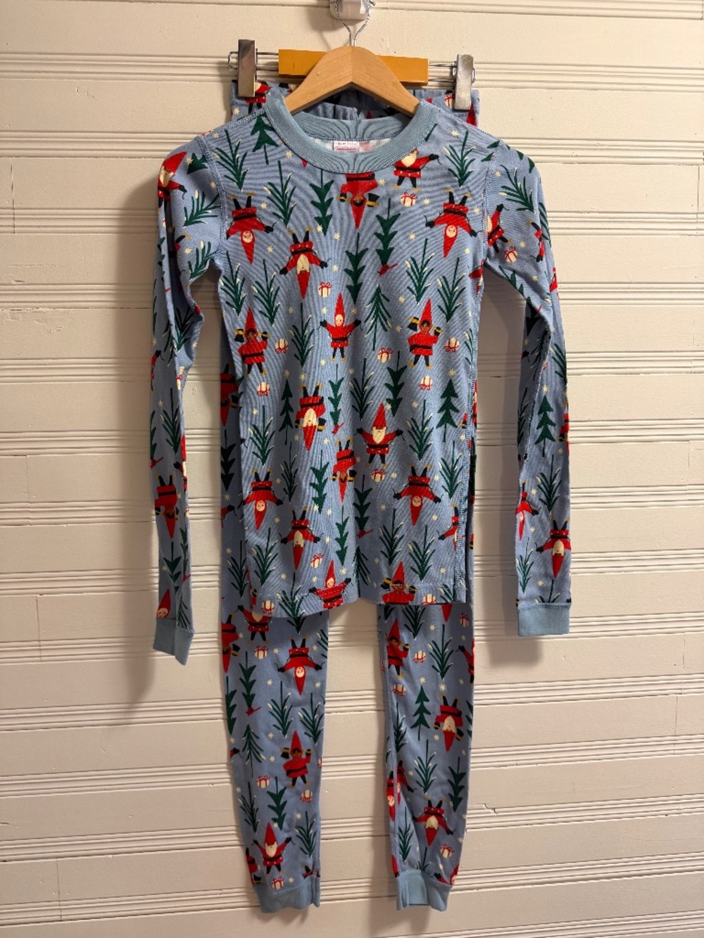 Hanna Andersson Christmas Gnome Pajamas 160 14-16 Organic Cotton Long Johns